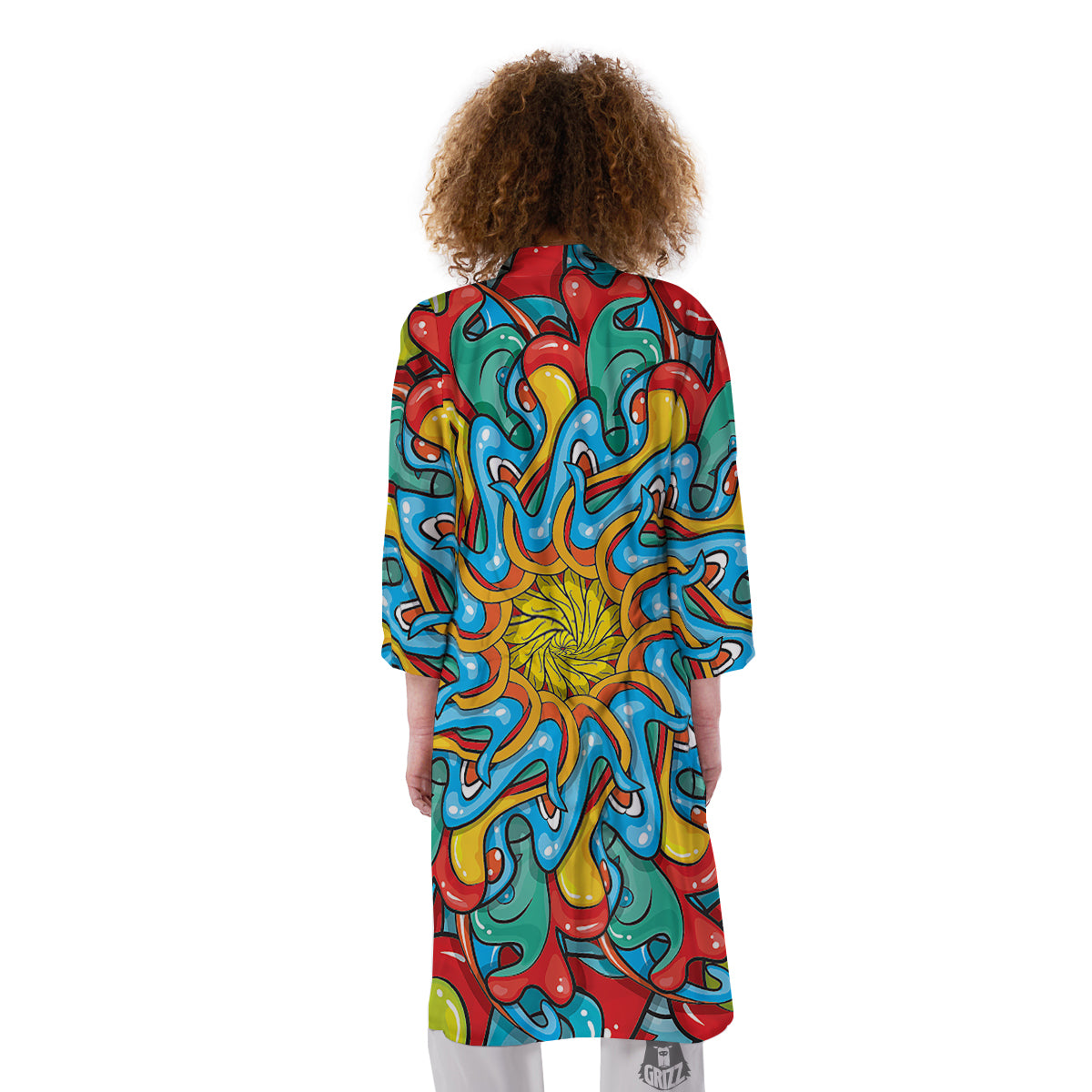 Multicolor Psychedelic Hippie Print Kimono-grizzshop