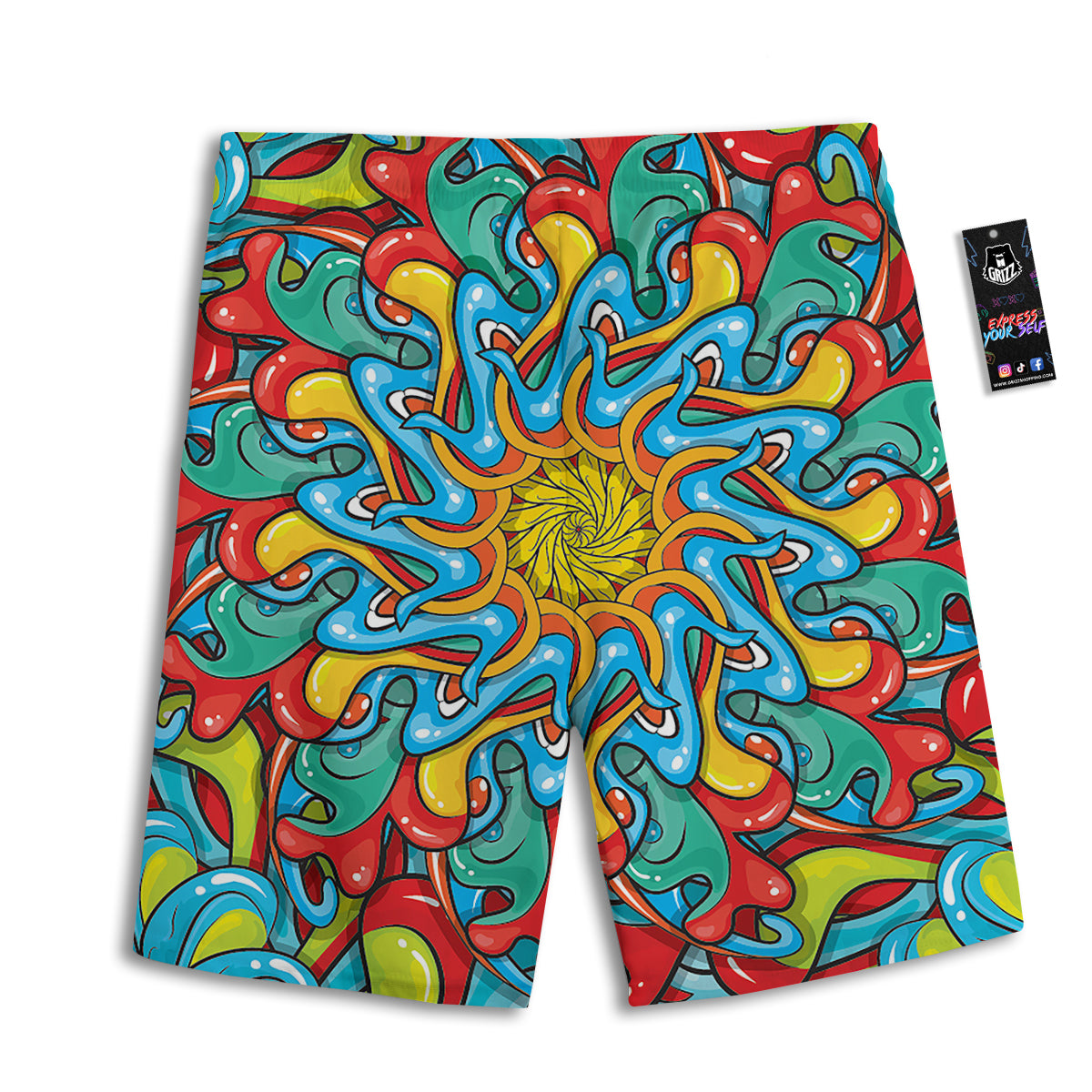 Multicolor Psychedelic Hippie Print Men's Athletic Shorts