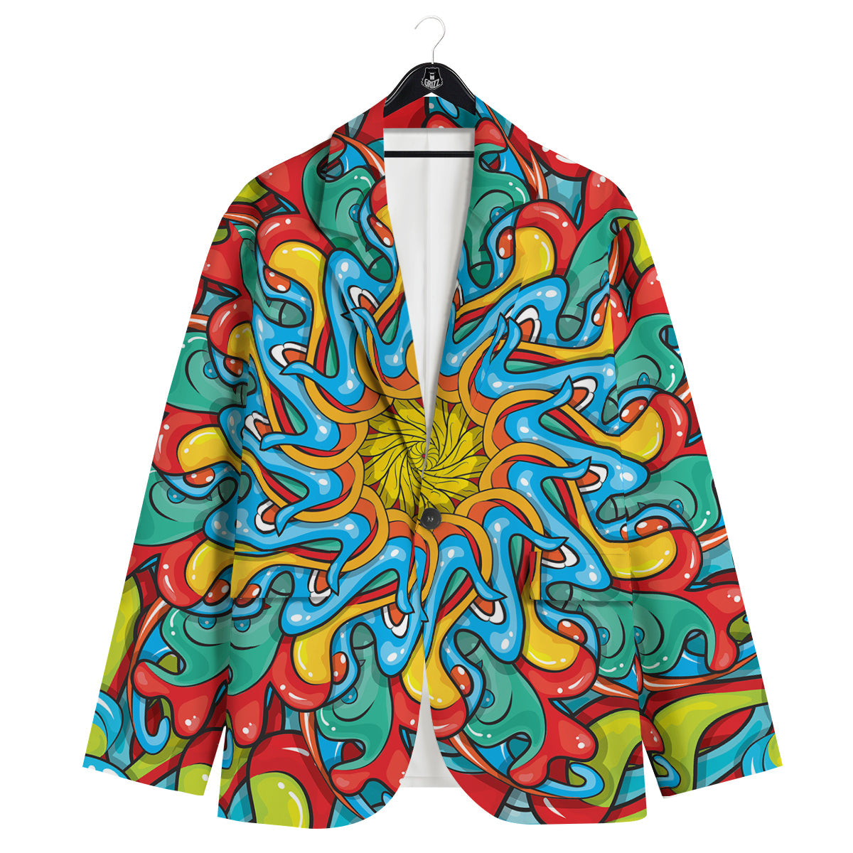 Multicolor Psychedelic Hippie Print Men's Sport Coat-grizzshop