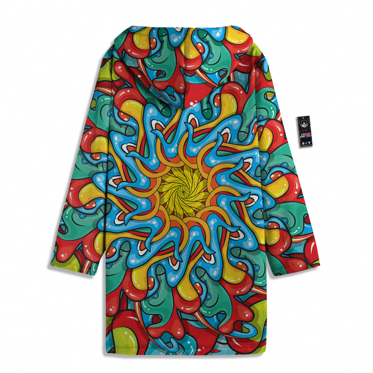 Multicolor Psychedelic Hippie Print Men's Windbreaker Jacket-grizzshop