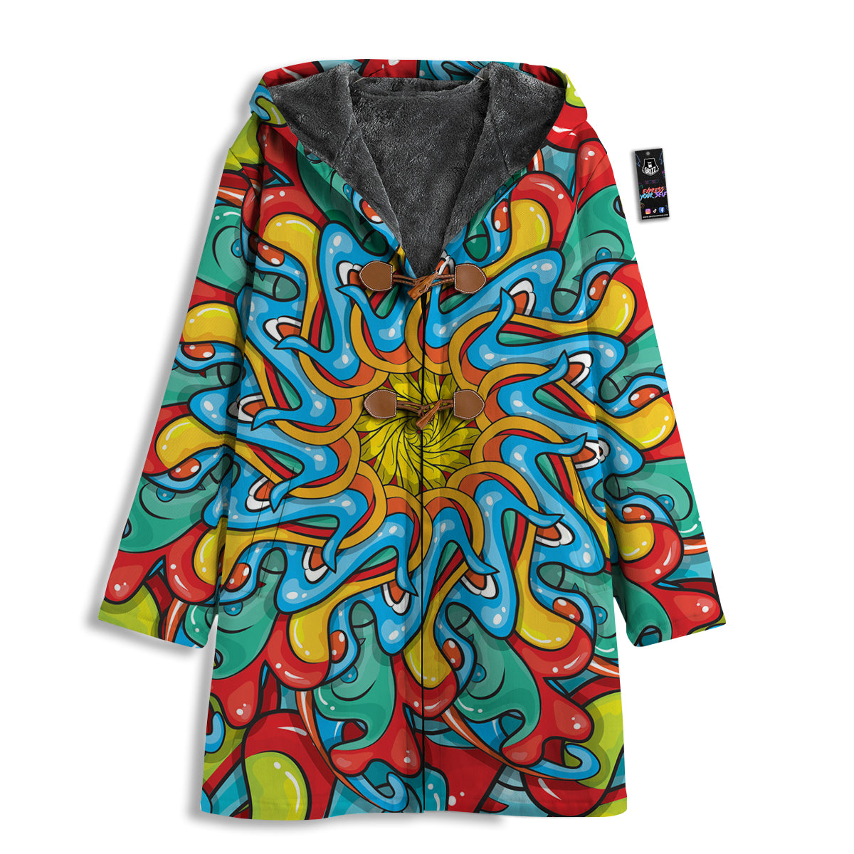 Multicolor Psychedelic Hippie Print Men's Windbreaker Jacket-grizzshop