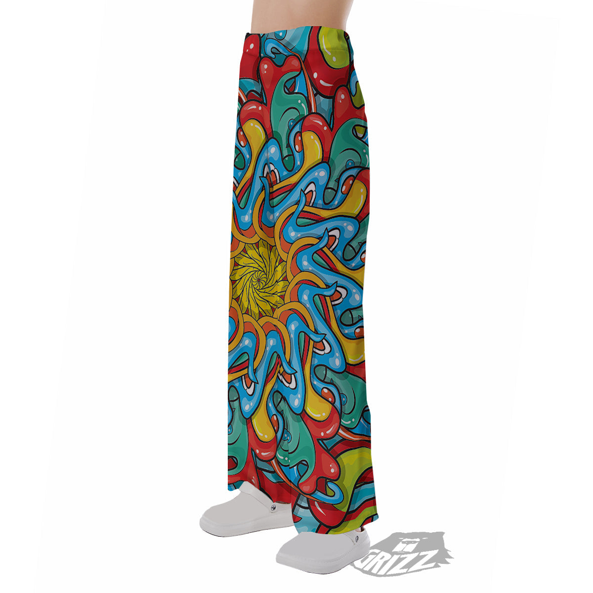 Multicolor Psychedelic Hippie Print Pajama Pants-grizzshop