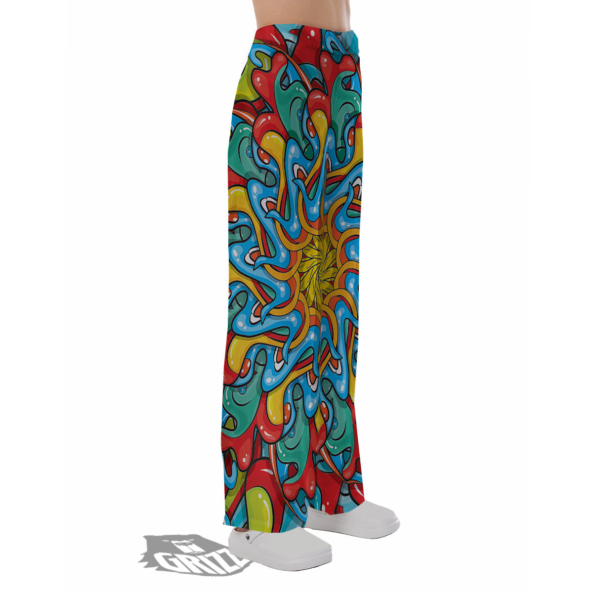 Multicolor Psychedelic Hippie Print Pajama Pants-grizzshop