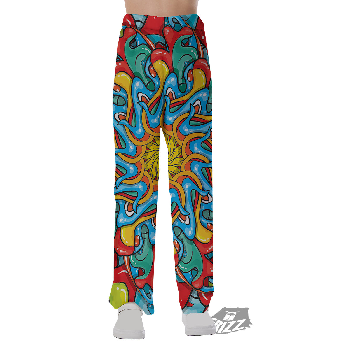 Multicolor Psychedelic Hippie Print Pajama Pants-grizzshop