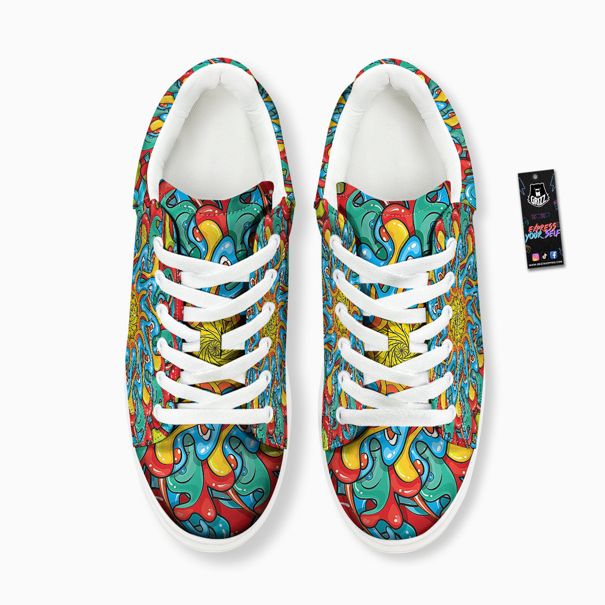 Multicolor Psychedelic Hippie Print Platform Shoes-grizzshop