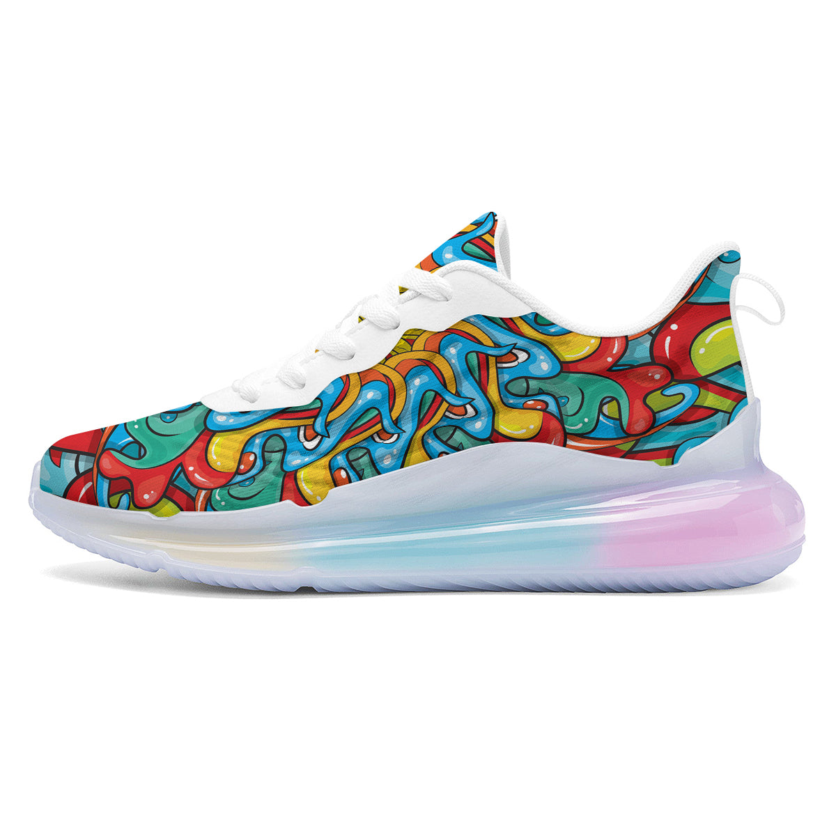 Multicolor Psychedelic Hippie Print Running Sneakers-grizzshop