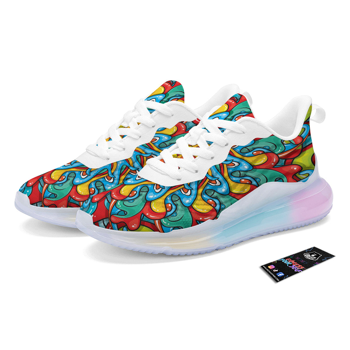 Multicolor Psychedelic Hippie Print Running Sneakers-grizzshop
