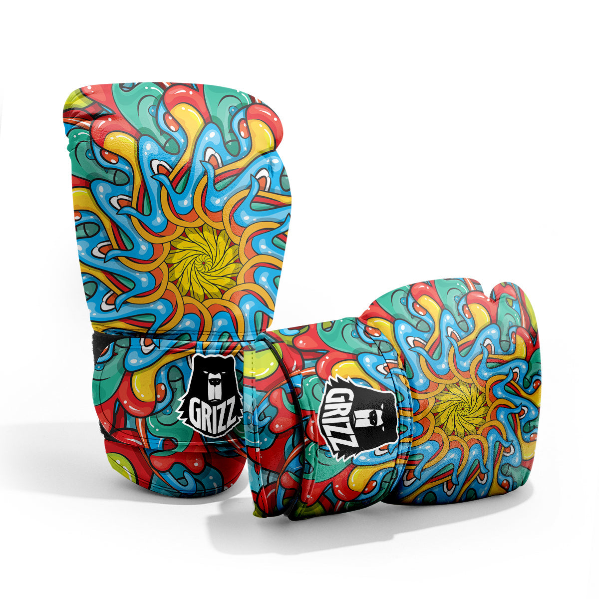 Multicolor Psychedelic Hippie Print Pro Boxing Glove