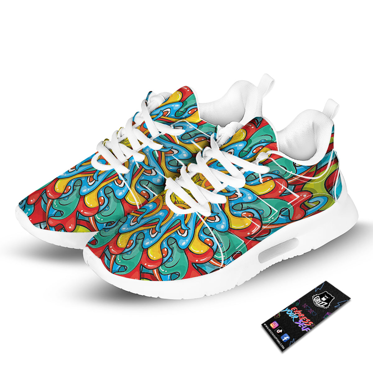 Multicolor Psychedelic Hippie Print Tennis Shoes-grizzshop