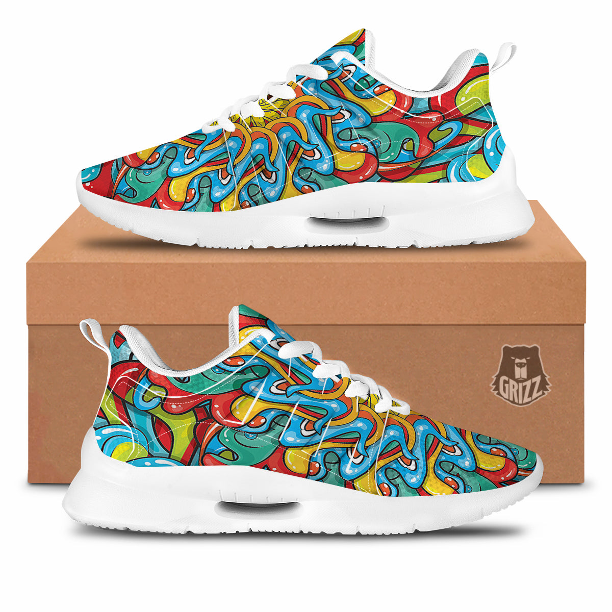 Multicolor Psychedelic Hippie Print Tennis Shoes-grizzshop