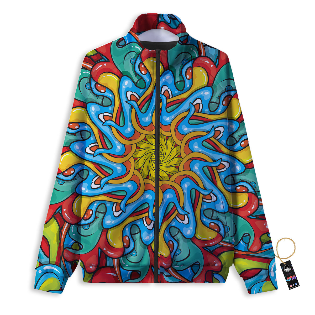 Multicolor Psychedelic Hippie Print Track Jacket-grizzshop