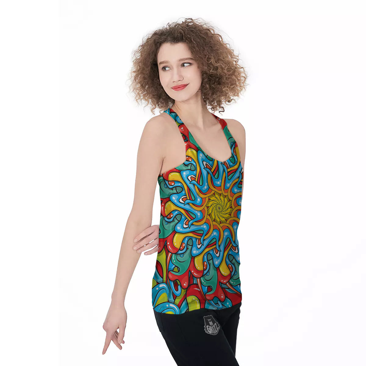 Multicolor Psychedelic Hippie Print Women's Racerback Tank Top-grizzshop