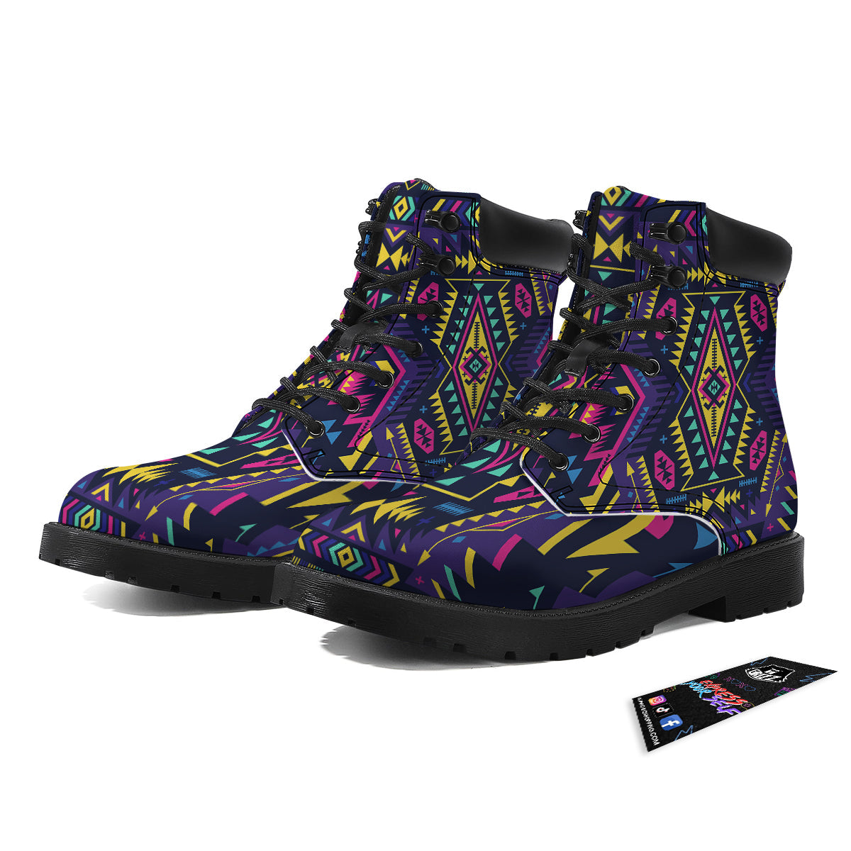 Multicolor Tribal Navajo Geometric Print Boots-grizzshop