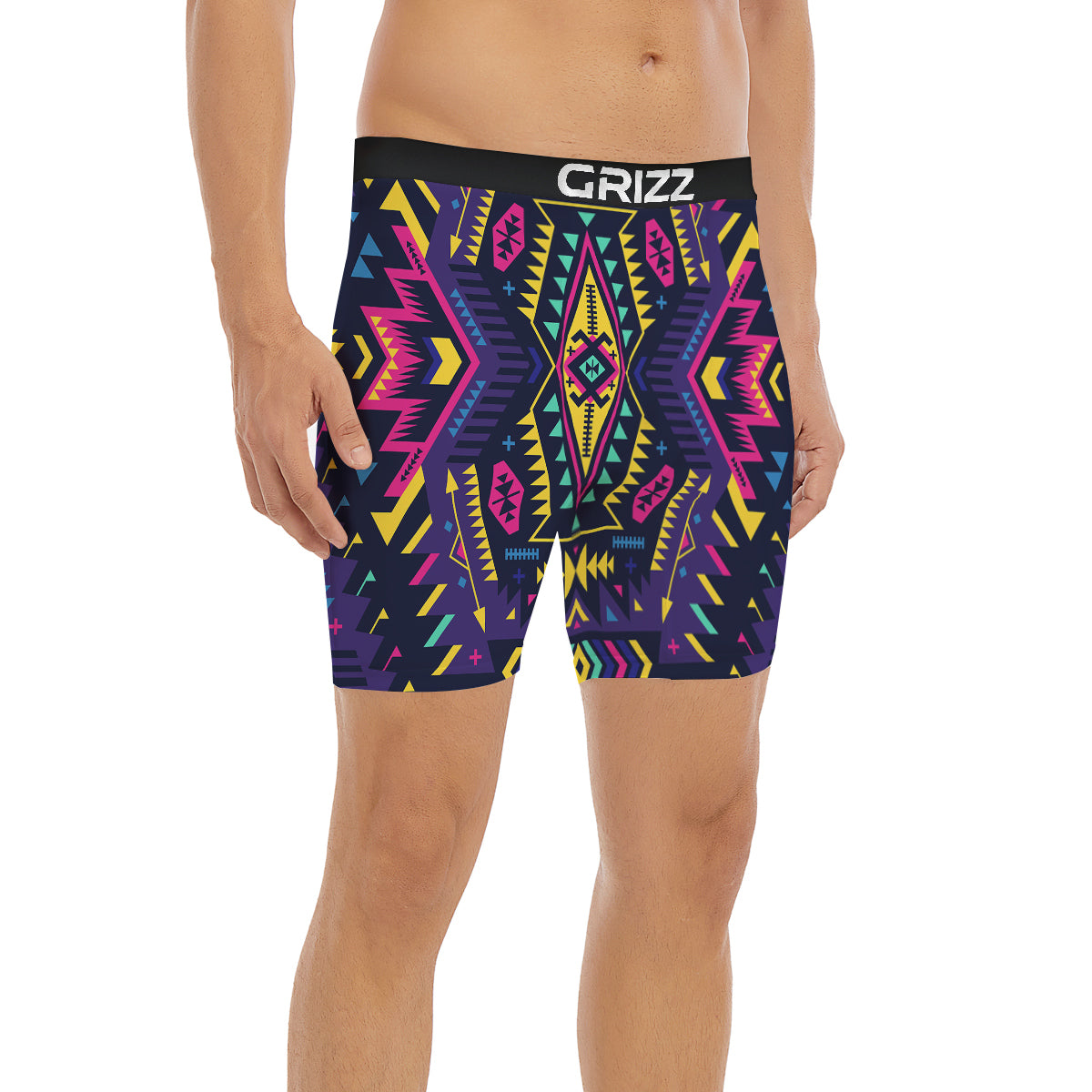 Multicolor Tribal Navajo Geometric Print Boxer Briefs-grizzshop