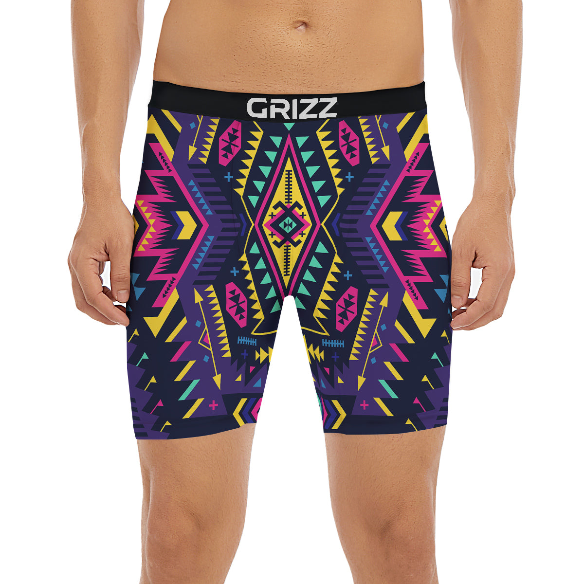 Multicolor Tribal Navajo Geometric Print Boxer Briefs-grizzshop