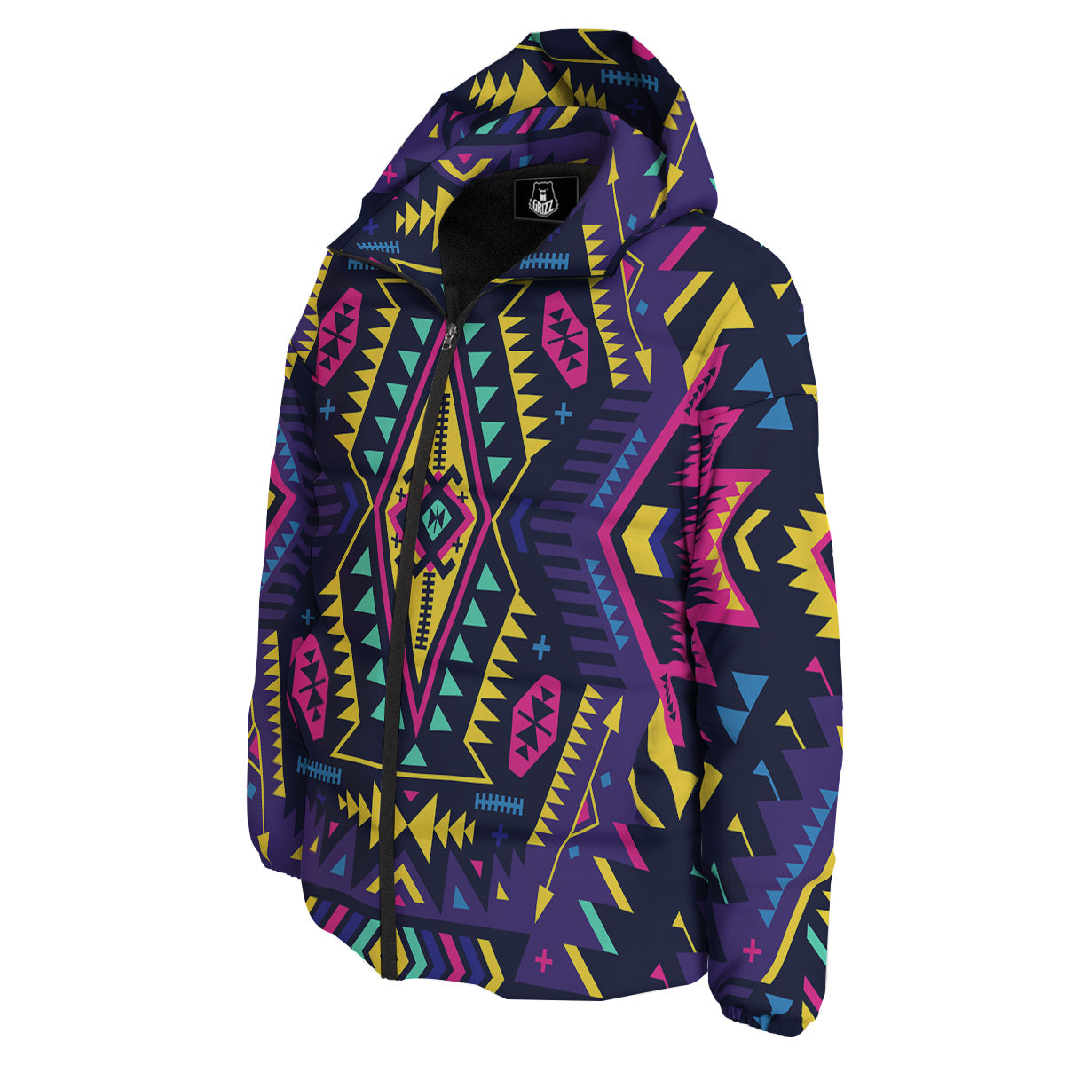 Multicolor Tribal Navajo Geometric Print Down Jacket-grizzshop