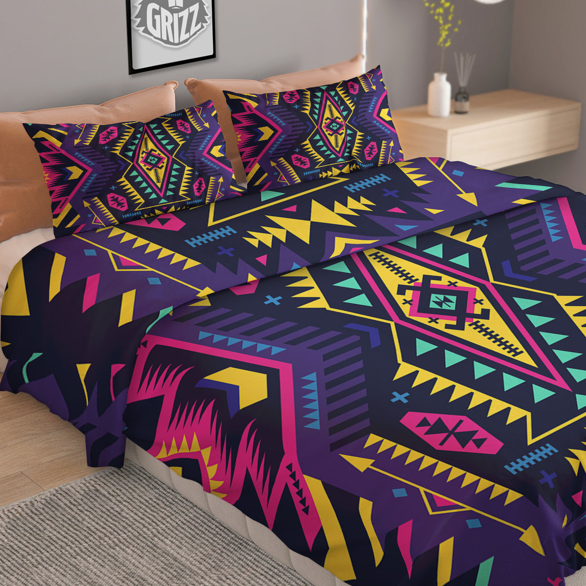 Multicolor Tribal Navajo Geometric Print Duvet Cover Bedding Set