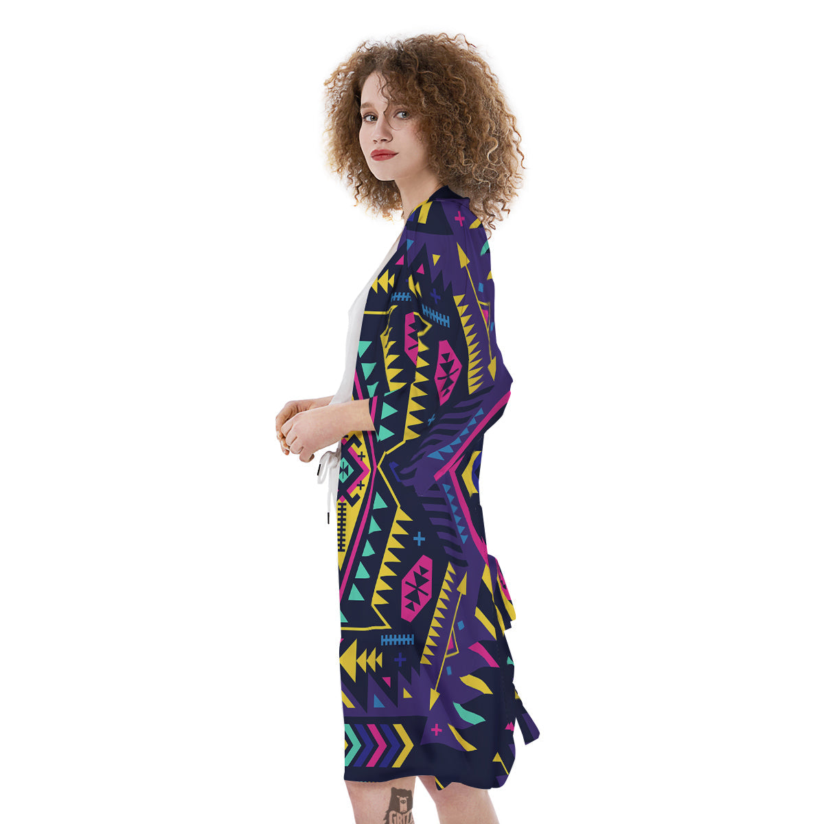 Multicolor Tribal Navajo Geometric Print Kimono-grizzshop