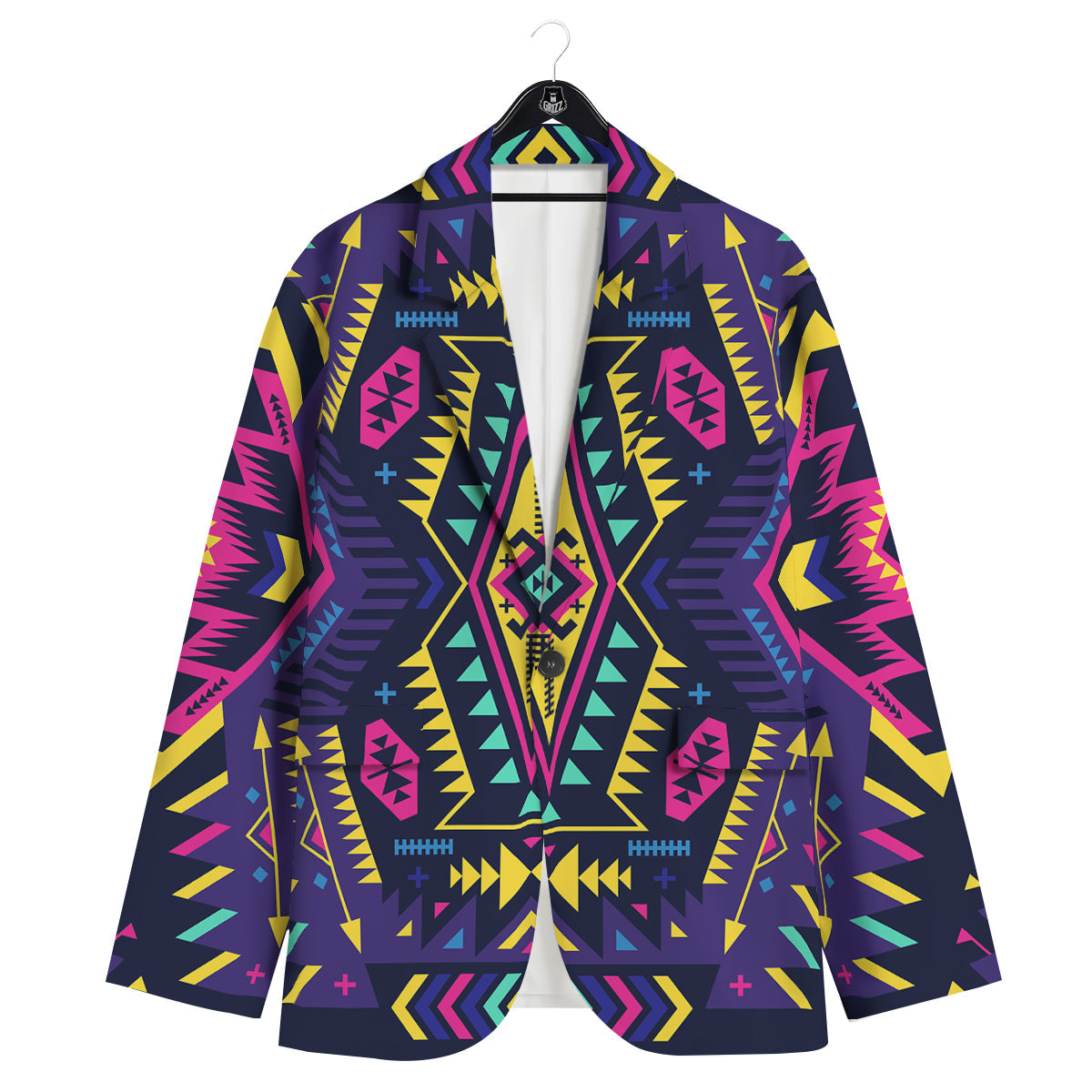 Multicolor Tribal Navajo Geometric Print Men's Sport Coat-grizzshop