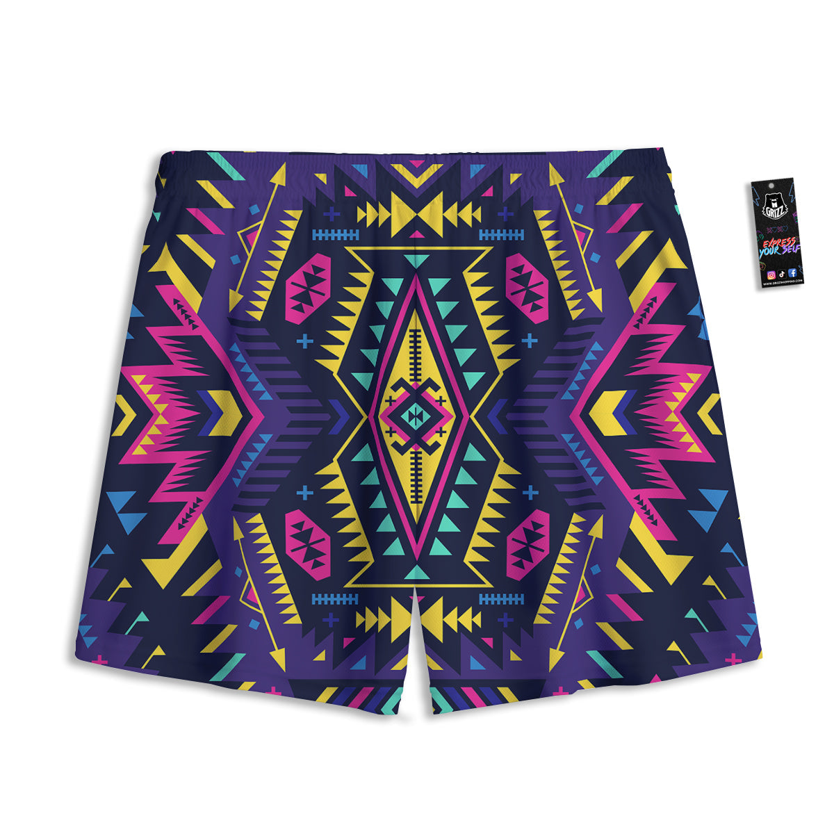 Paisley Dark Brown Print Pattern Mesh Shorts