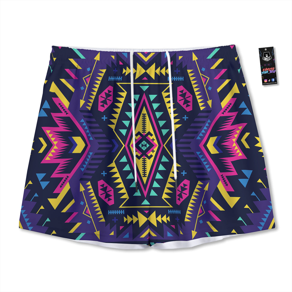 Paisley Dark Brown Print Pattern Mesh Shorts