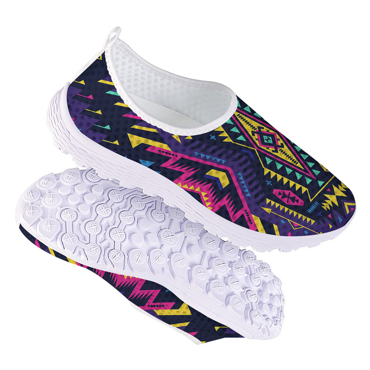 Multicolor Tribal Navajo Geometric Print Nurse Shoes-grizzshop