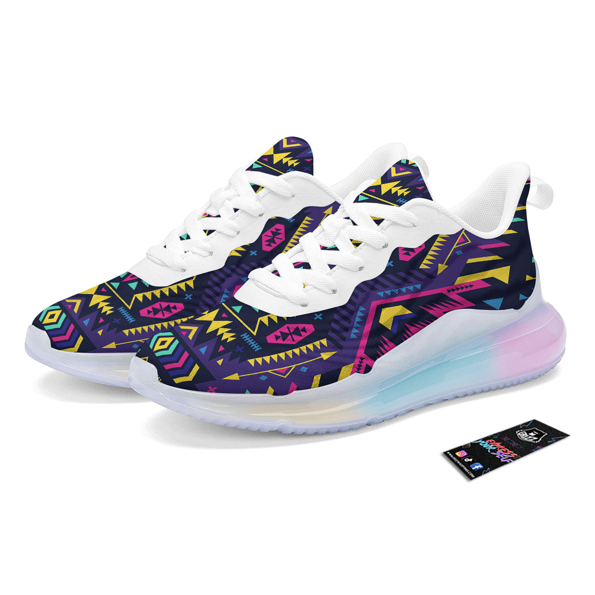 Multicolor Tribal Navajo Geometric Print Running Sneakers-grizzshop