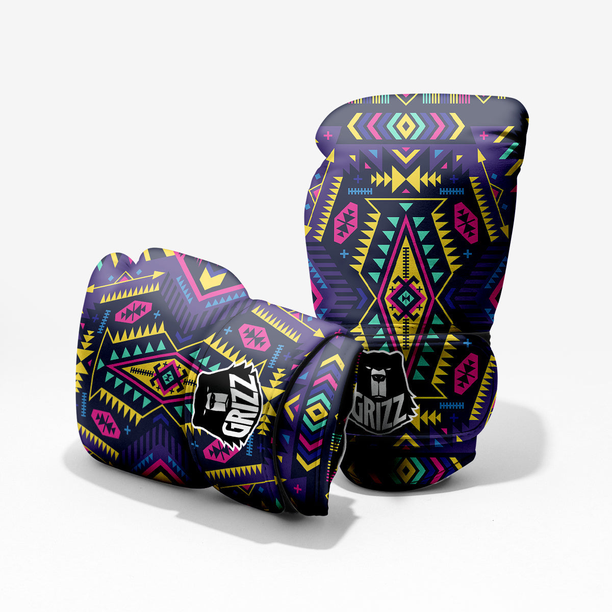Multicolor Tribal Navajo Geometric Print Pro Boxing Glove