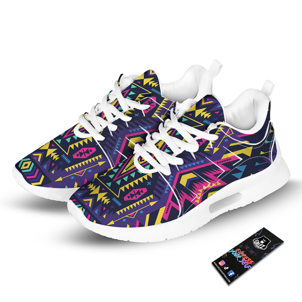 Multicolor Tribal Navajo Geometric Print Tennis Shoes-grizzshop