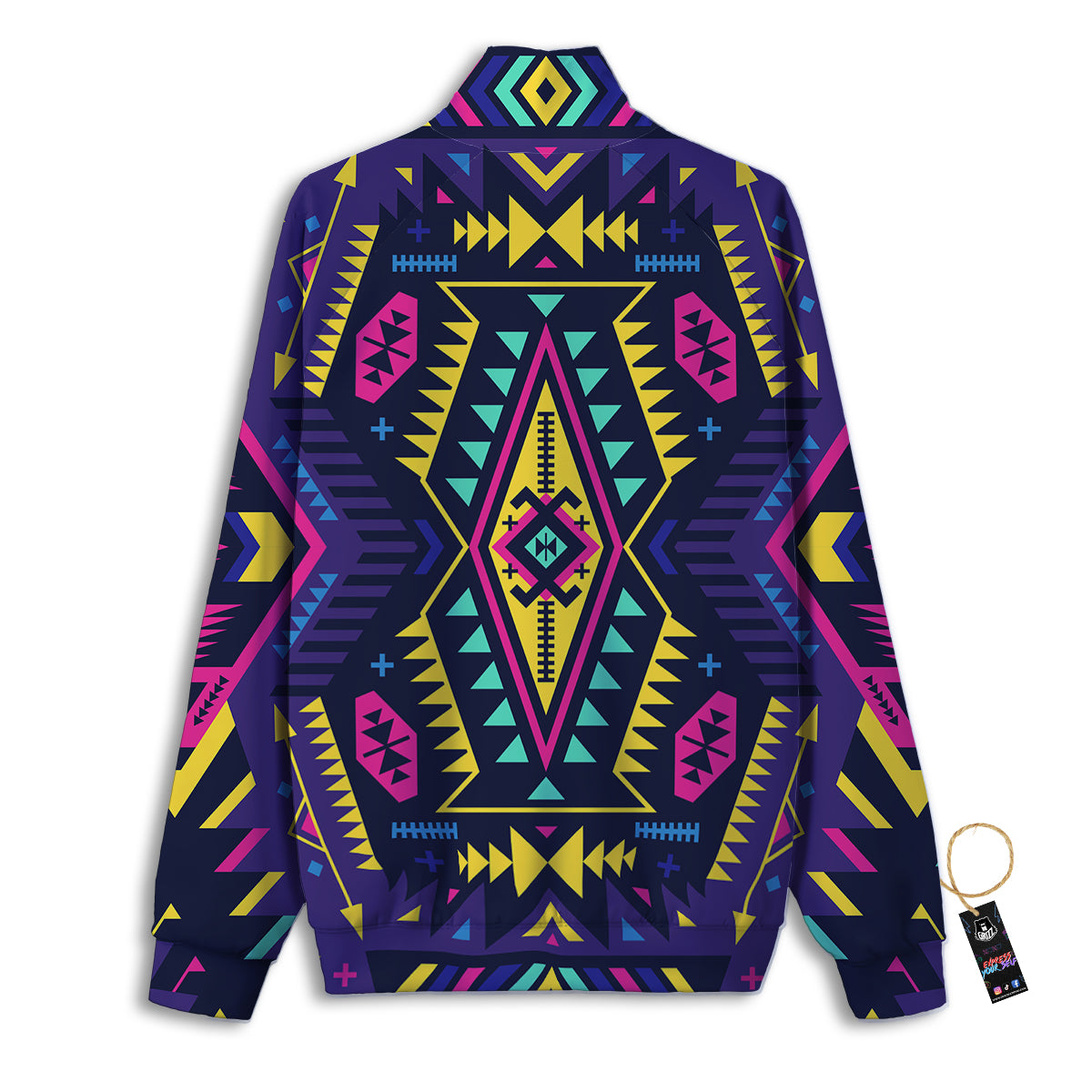 Multicolor Tribal Navajo Geometric Print Track Jacket-grizzshop