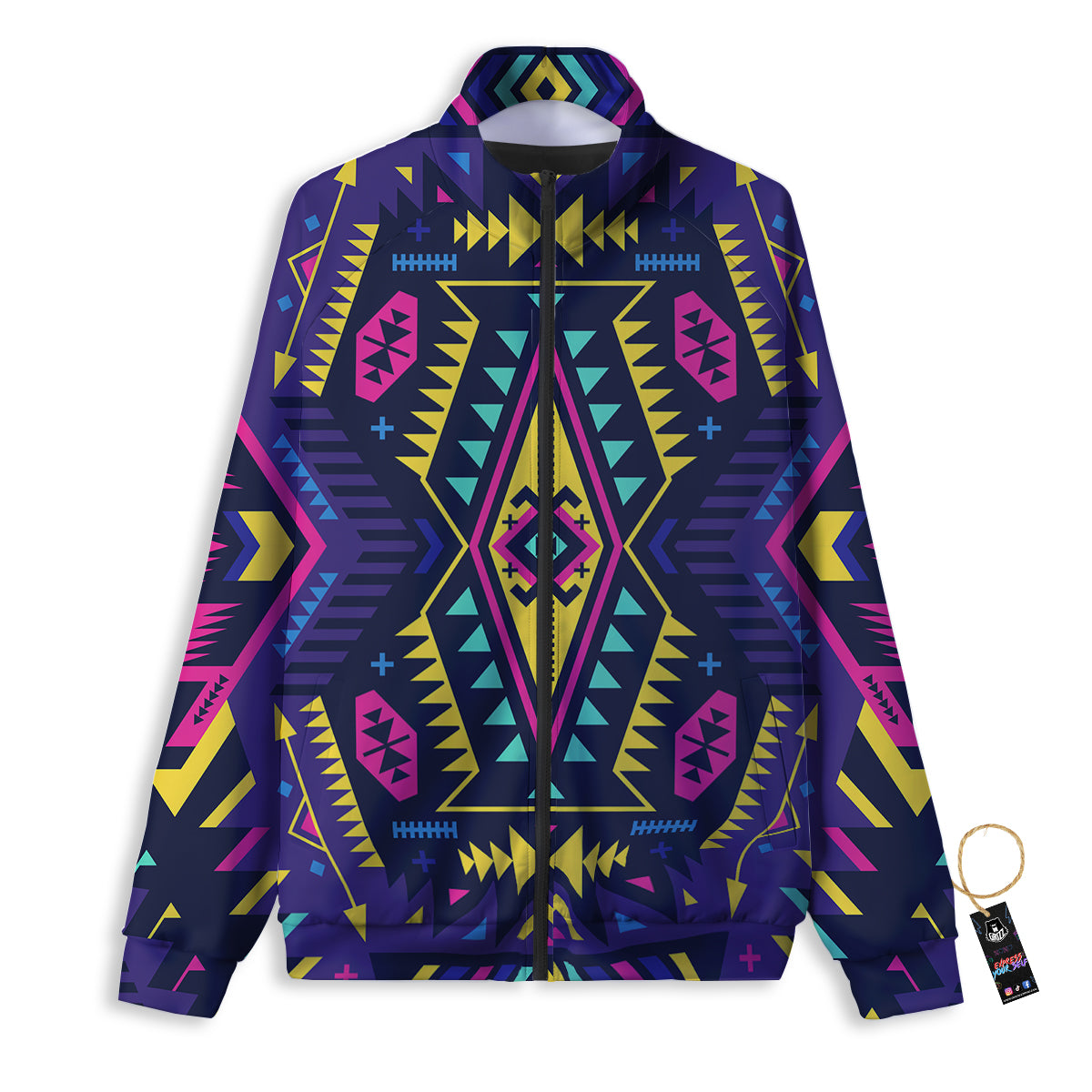 Multicolor Tribal Navajo Geometric Print Track Jacket-grizzshop