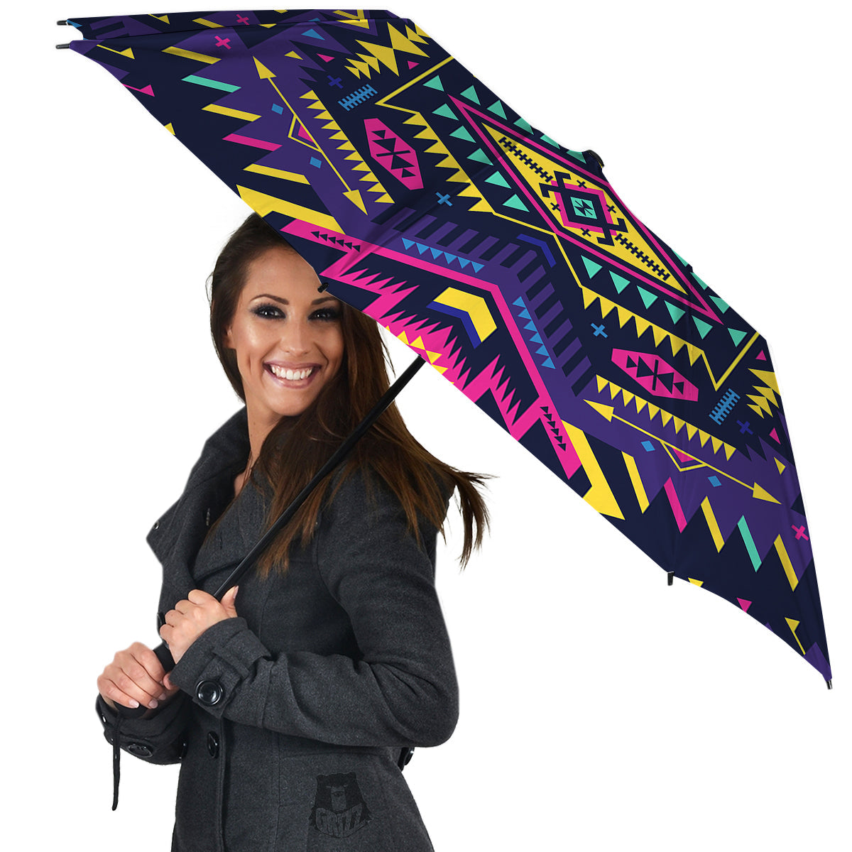 Multicolor Tribal Navajo Geometric Print Umbrella-grizzshop