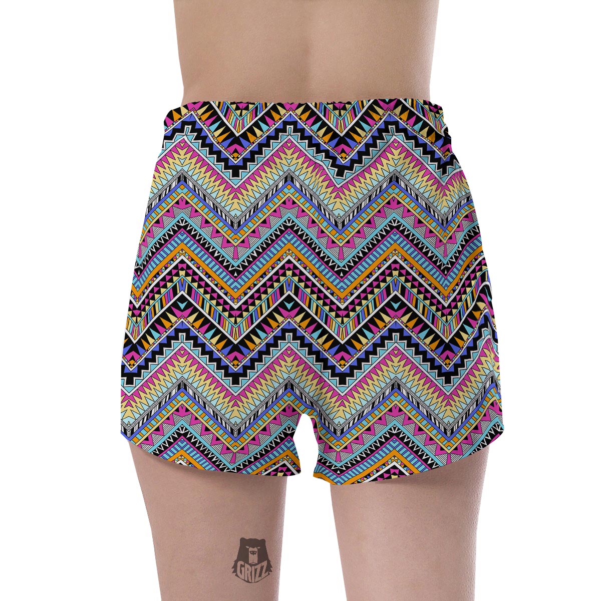 Multicolor Zigzag Indian Aztec Women's Shorts-grizzshop