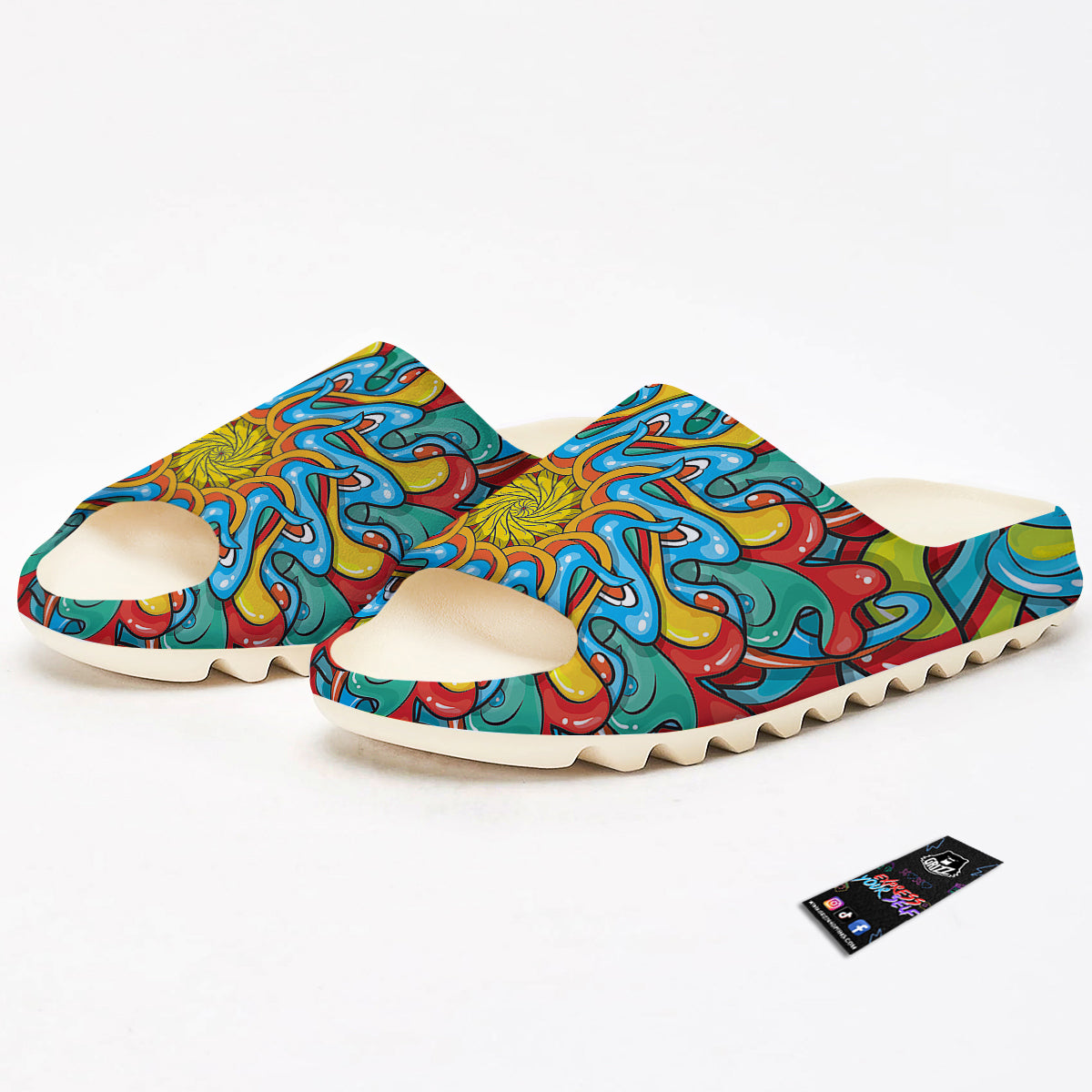 Multicolor Psychedelic Hippie Print Sandals-grizzshop
