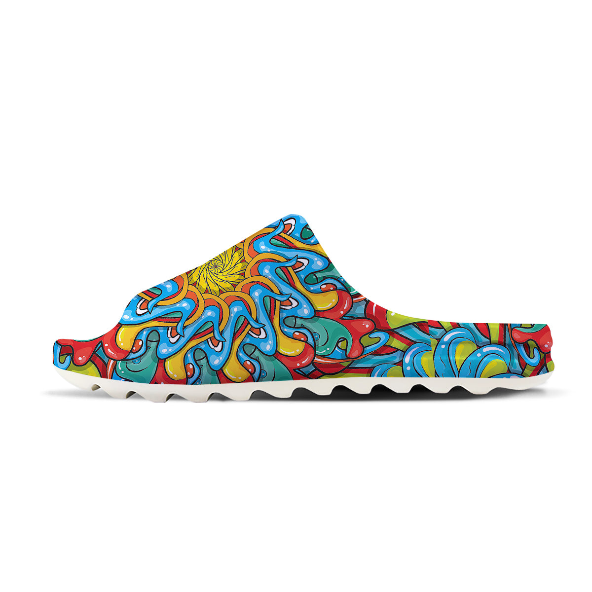 Multicolor Psychedelic Hippie Print Sandals-grizzshop