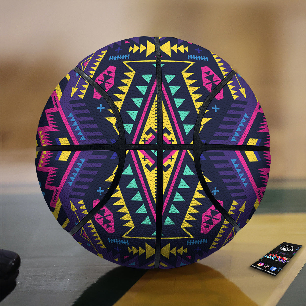 Multicolor Tribal Navajo Geometric Print Basketball