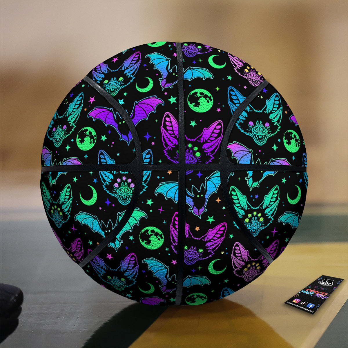 Multicolored Bats Print Pattern Basketball-grizzshop