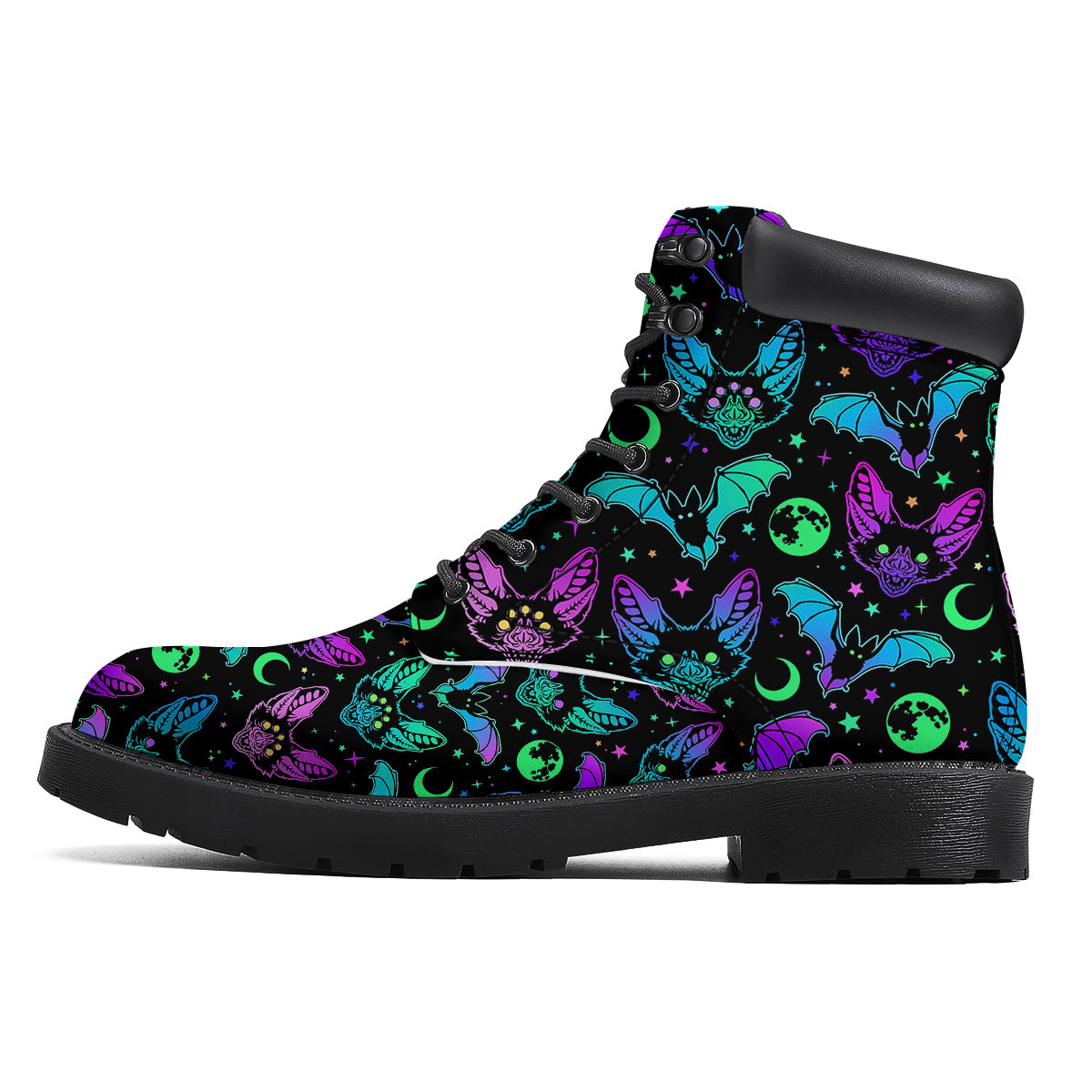 Multicolored Bats Print Pattern Boots-grizzshop