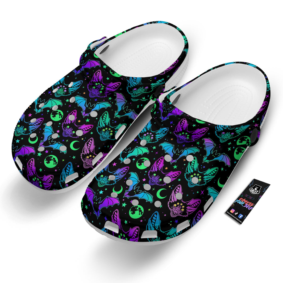 Multicolored Bats Print Pattern Clog-grizzshop