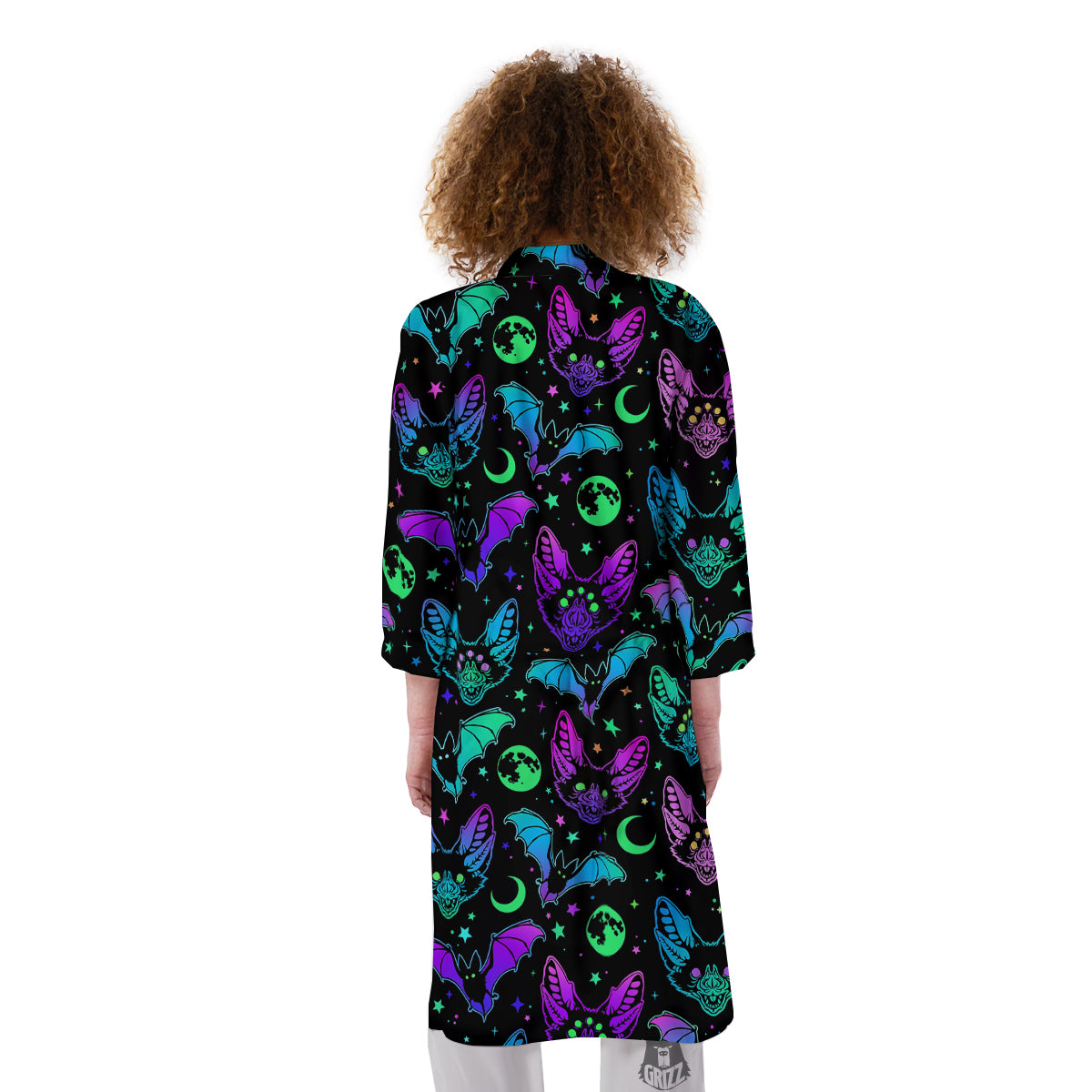 Multicolored Bats Print Pattern Kimono-grizzshop