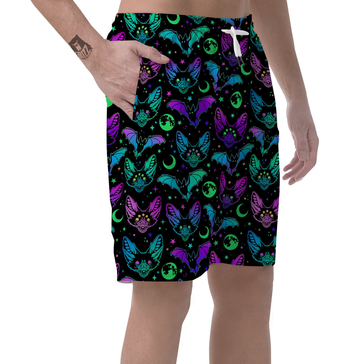 Multicolored Bats Print Pattern Men's Shorts-grizzshop