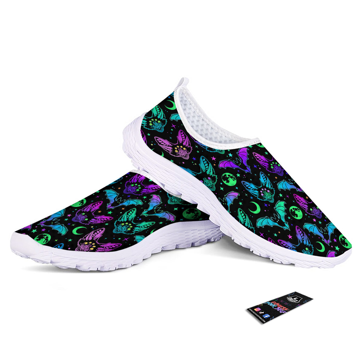 Multicolored Bats Print Pattern Nurse Shoes-grizzshop