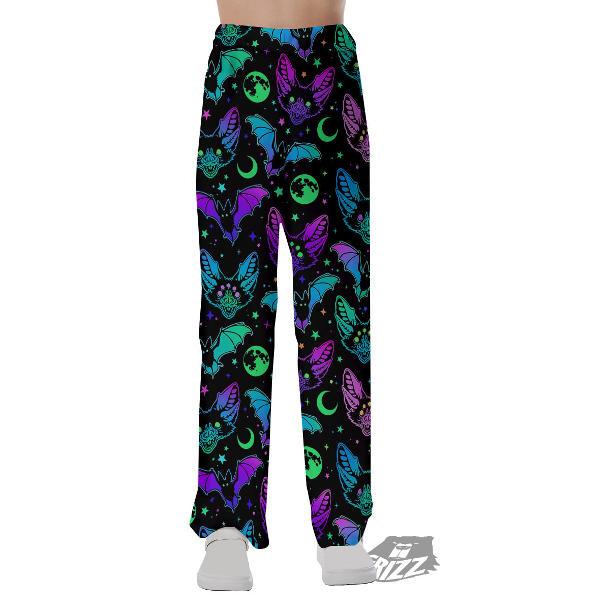 Multicolored Bats Print Pattern Pajama Pants-grizzshop
