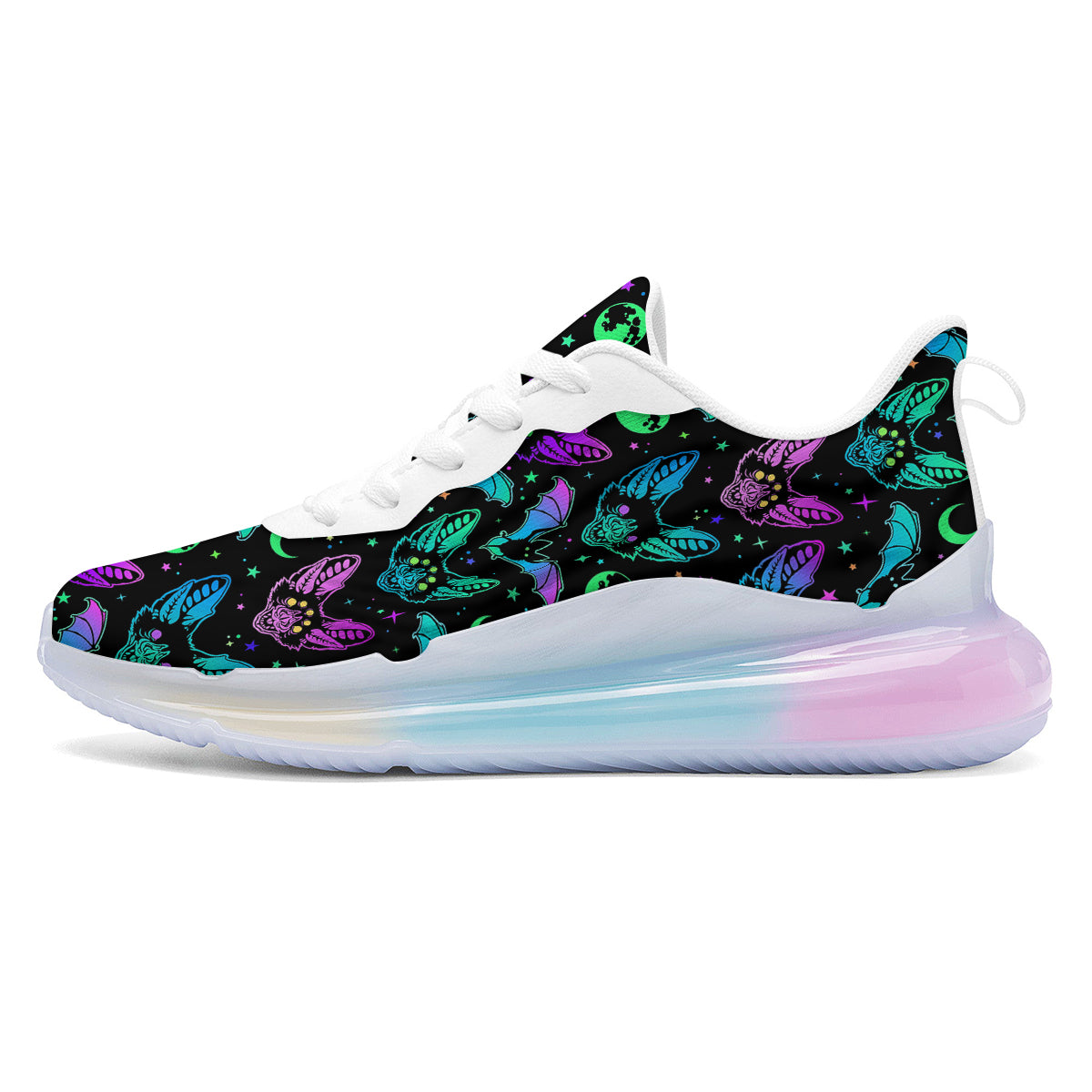 Multicolored Bats Print Pattern Running Sneakers-grizzshop