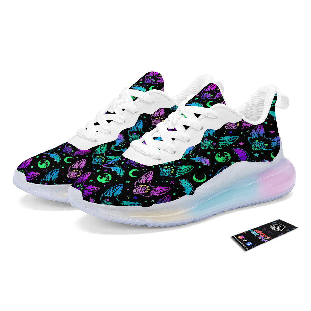 Multicolored Bats Print Pattern Running Sneakers-grizzshop