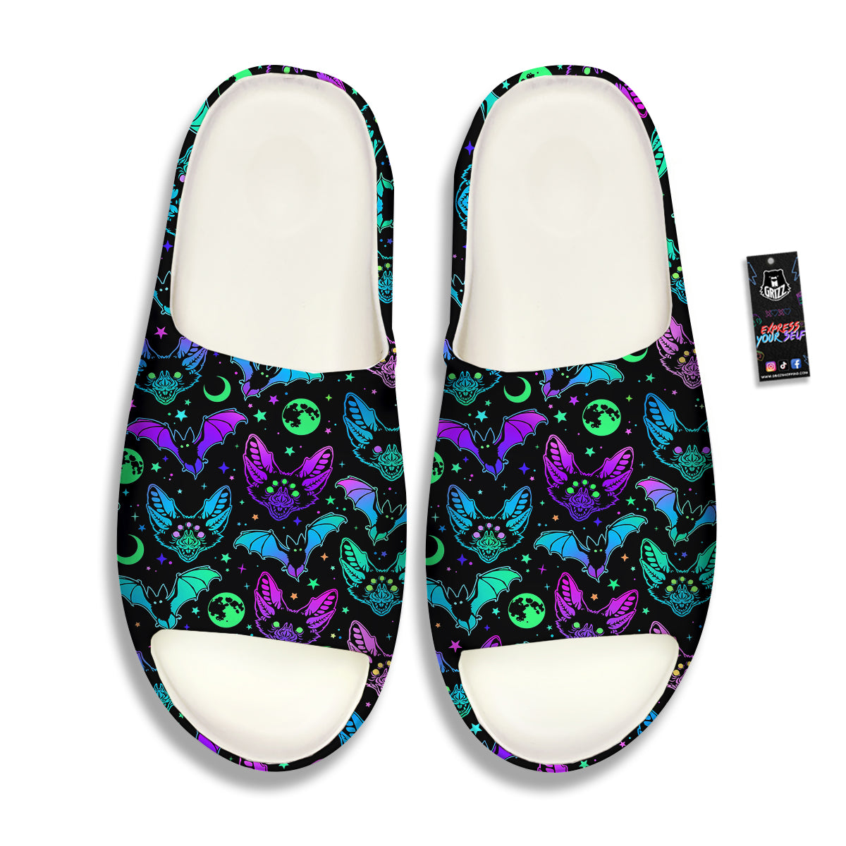 Multicolored Bats Print Pattern Sandals-grizzshop