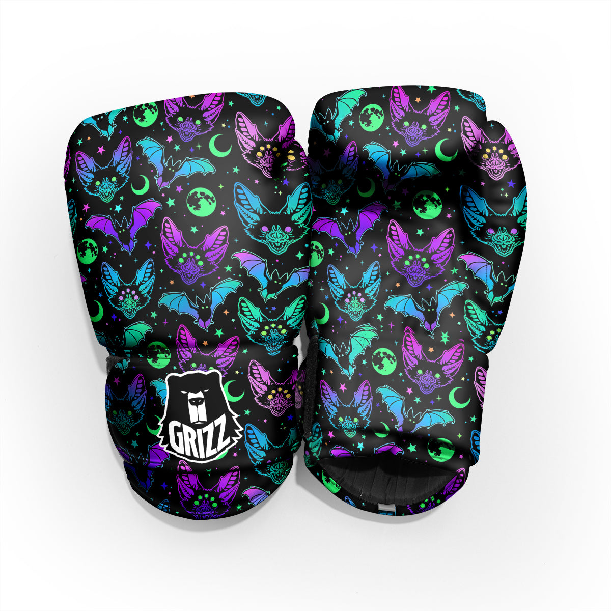 Multicolored Bats Print Pattern Sparring Gloves-grizzshop