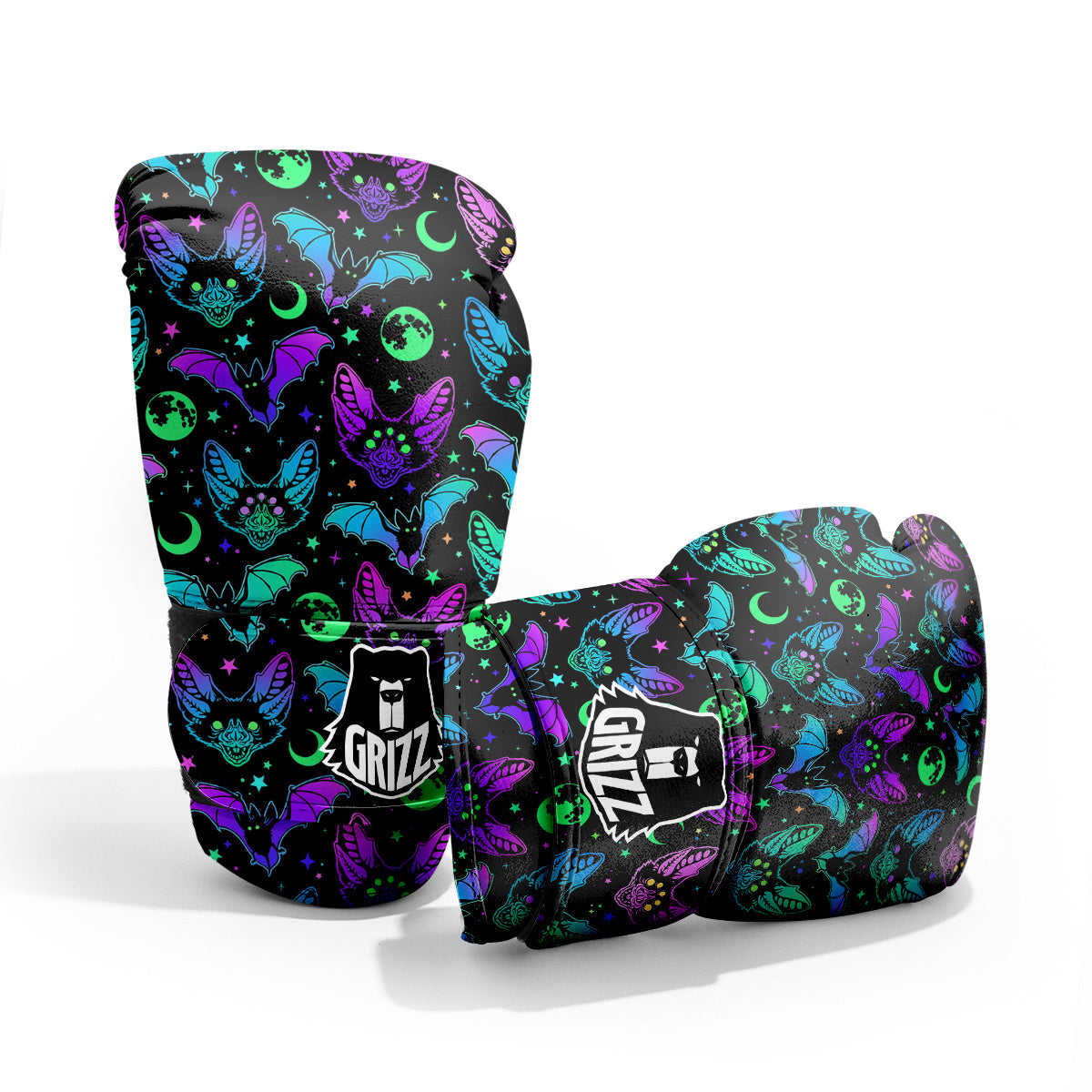 Multicolored Bats Print Pattern Sparring Gloves-grizzshop