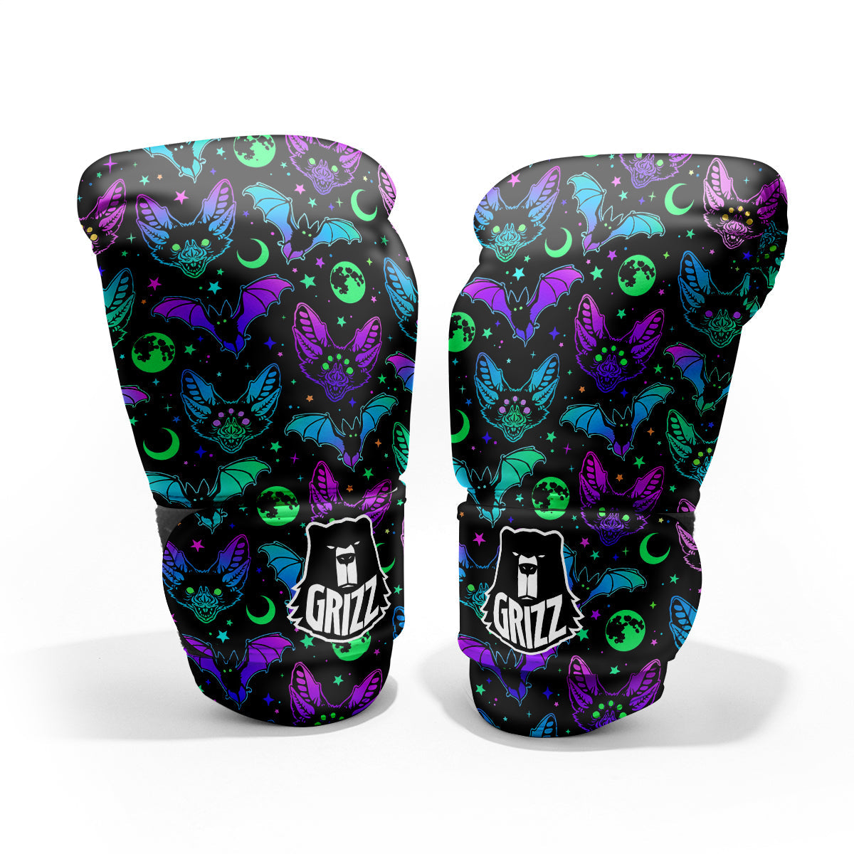 Multicolored Bats Print Pattern Sparring Gloves-grizzshop