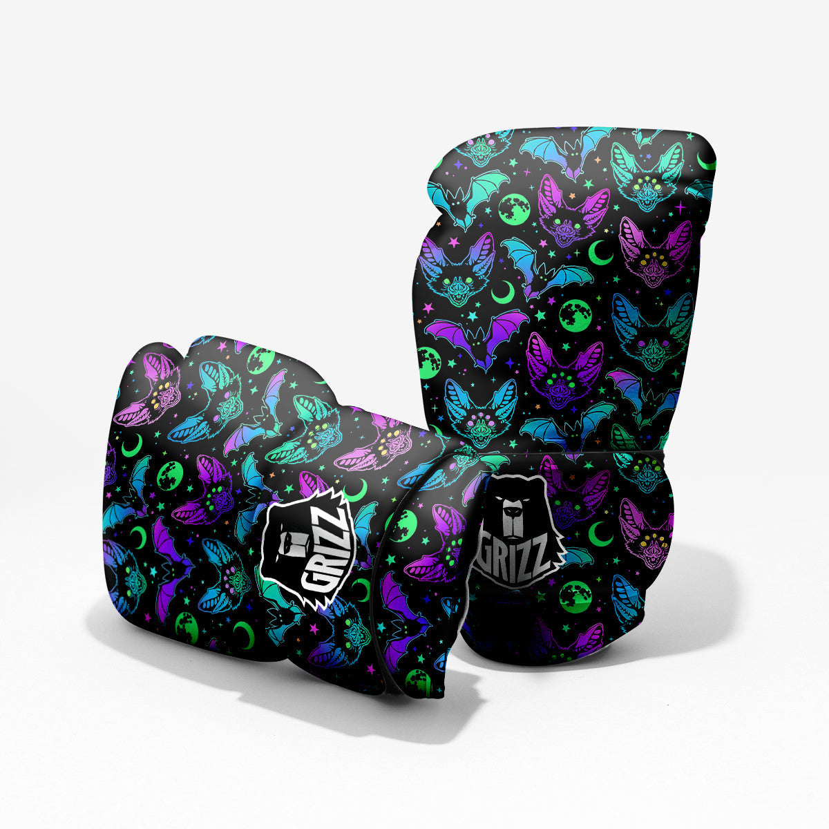 Multicolored Bats Print Pattern Sparring Gloves-grizzshop